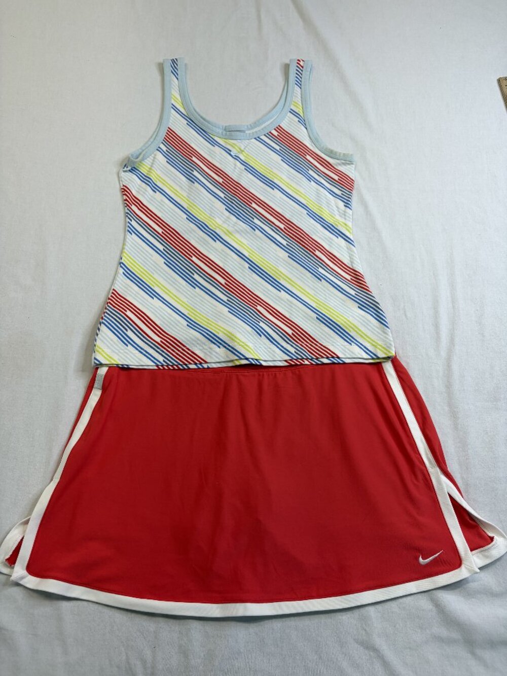 Nike Women Medium Tennis Pickleball Outfit Tank Top Red Skort Built In Shorts